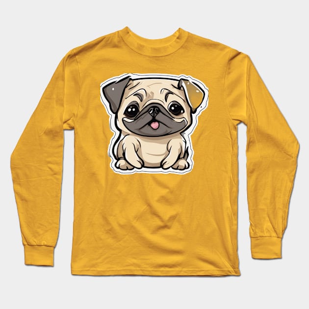 Cute pug puppy Long Sleeve T-Shirt by LordNelson-Store